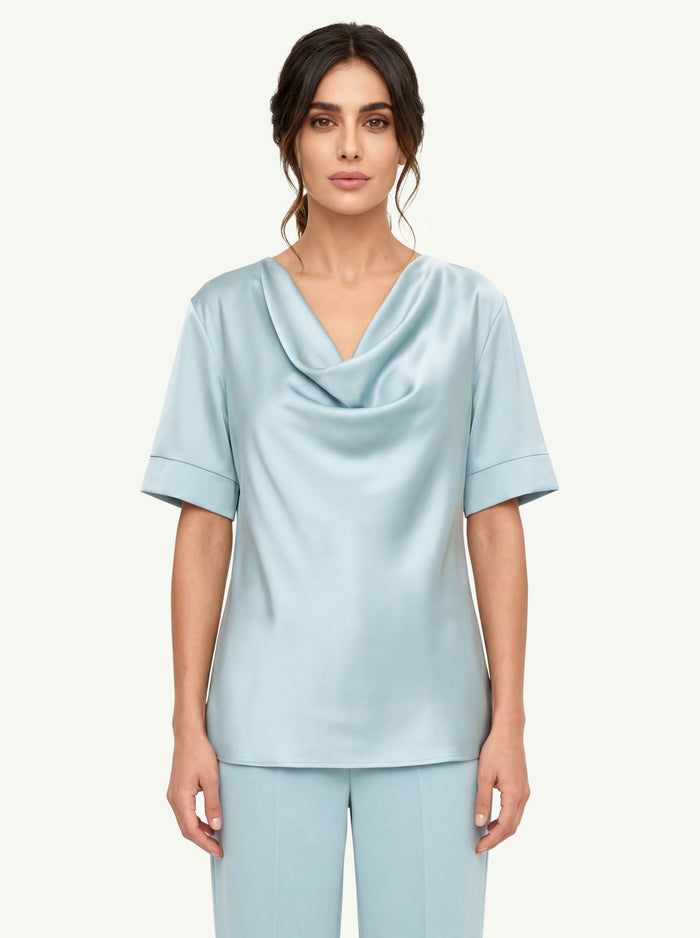 T-Shirt Raso Fluido Scollo A Cappuccio  Donna D.Exterior