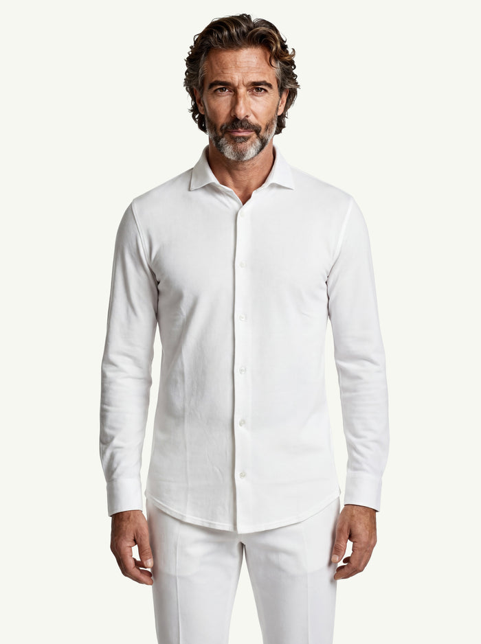  Fedeli Shirt Robert Ml Superlight Piquet Bianco - 3
