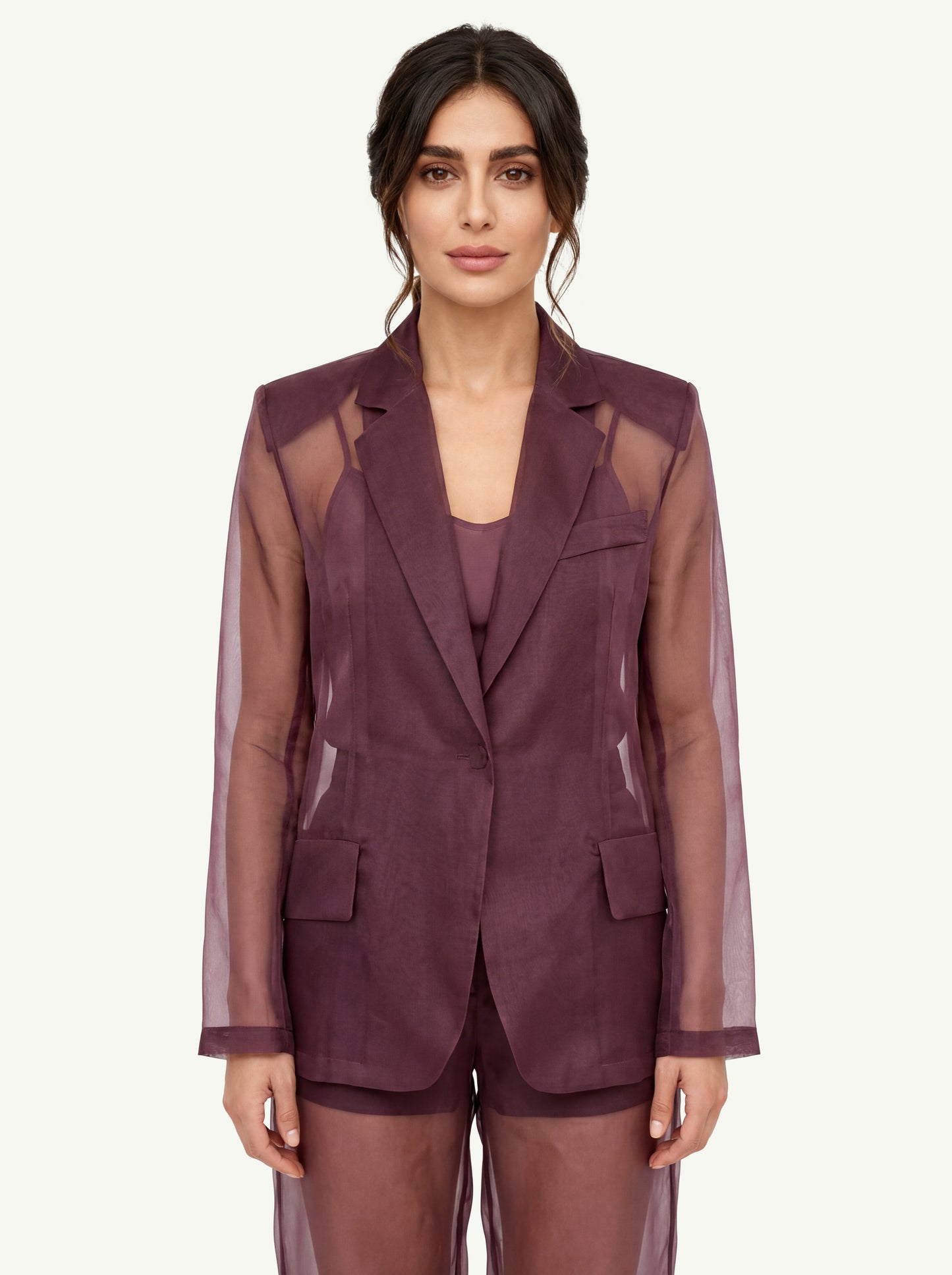  Federica Tosi Giacca In Organza Di Seta Bordeaux - 3