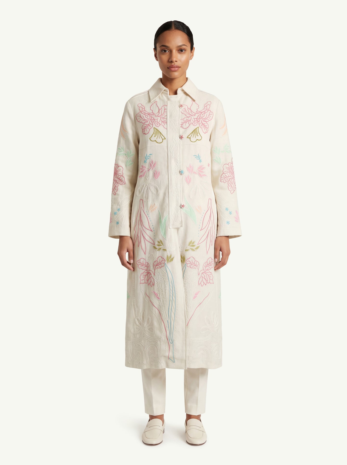  Forte_forte Cappotto Twill Lana Ricamo Beige - 3