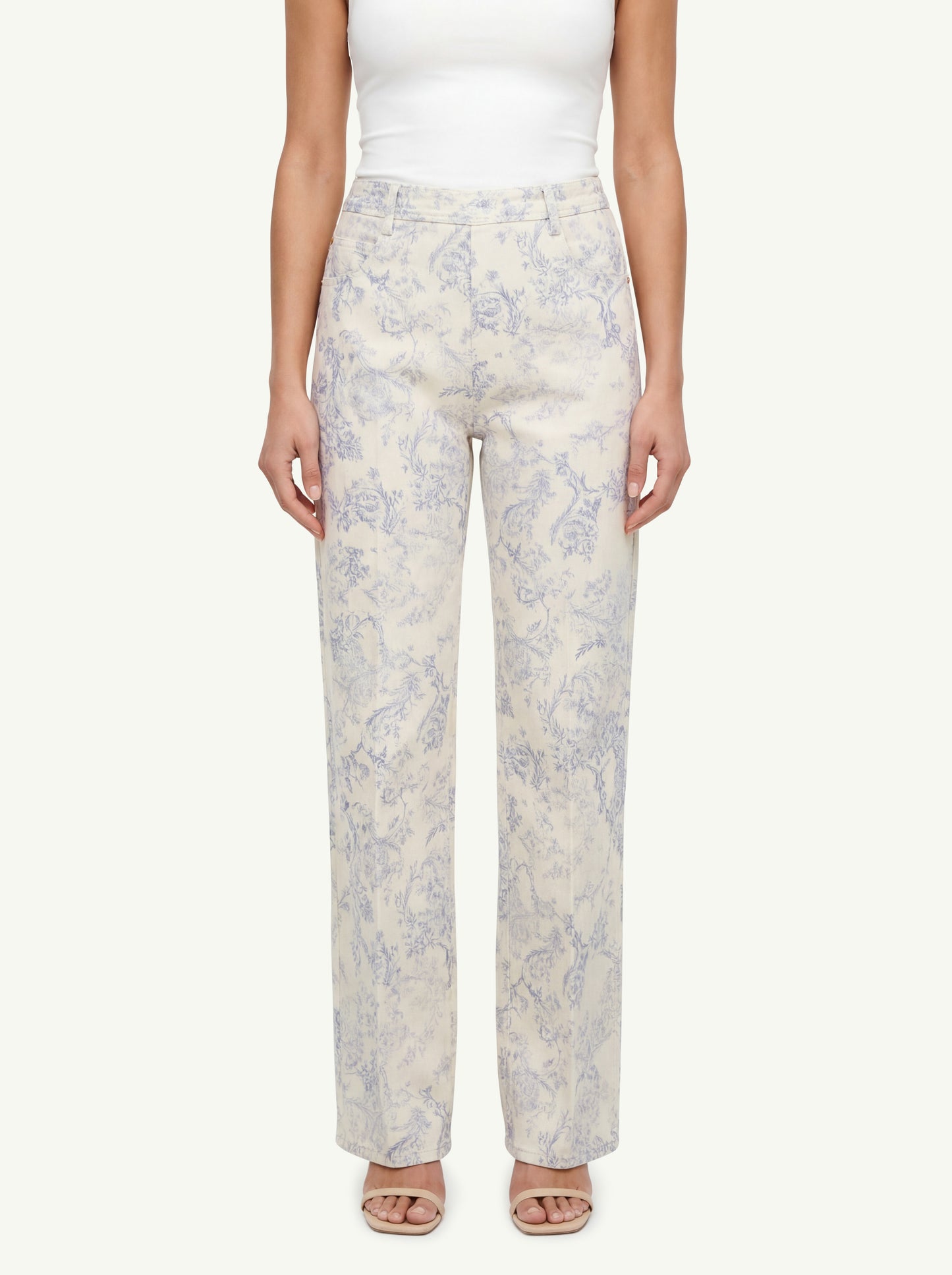  Forte_forte Pantalone 5 Tasche Vita Alta Denim Nontiscordardim Bianco - 3