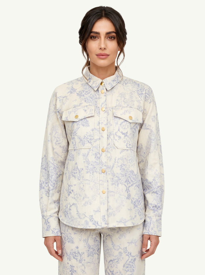  Forte_forte Overshirt Denim Stampa Nontiscordardime Bianco - 3