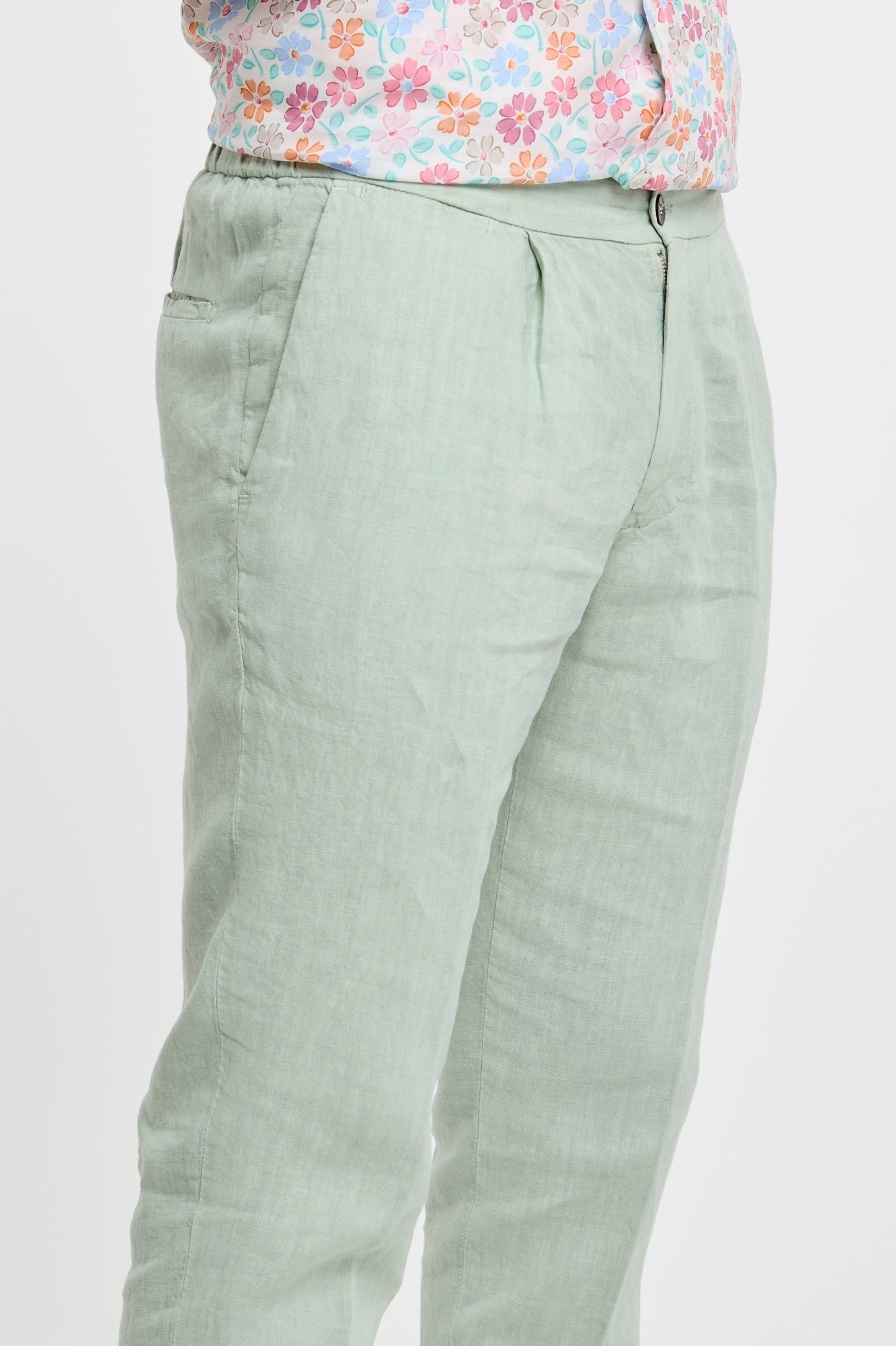  Devore Pantalone Lino Verde Verde Uomo - 4