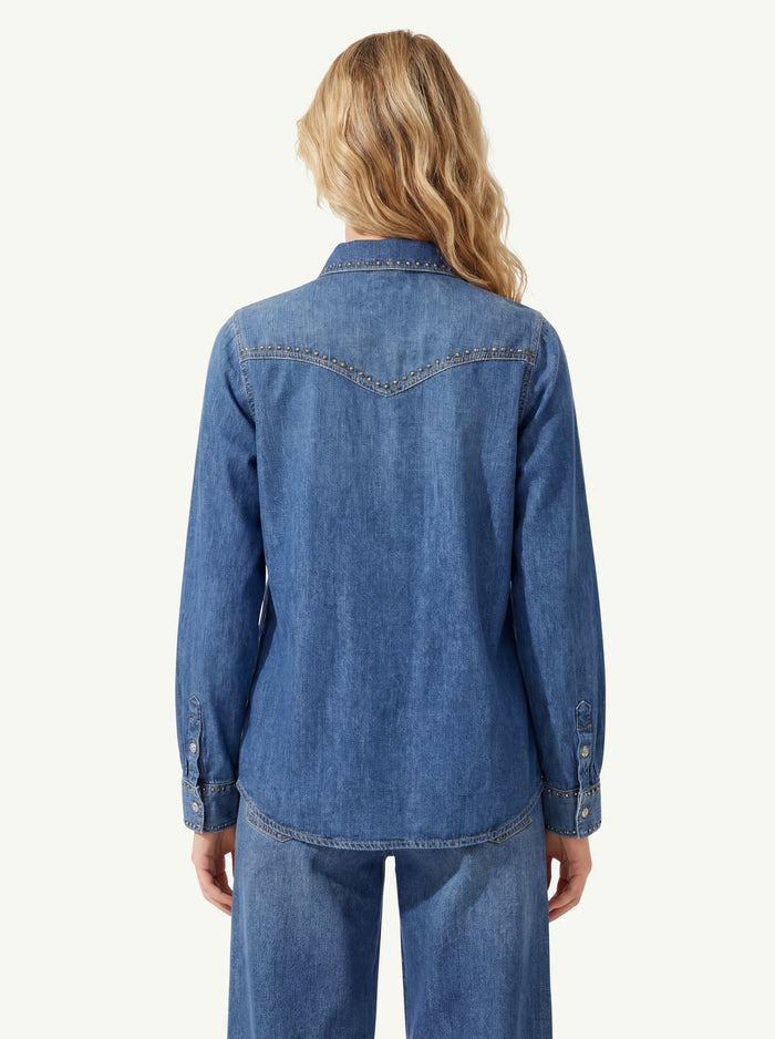  7 For All Mankind Wastern Shirt Street Wise With Studs Azzurro - 4