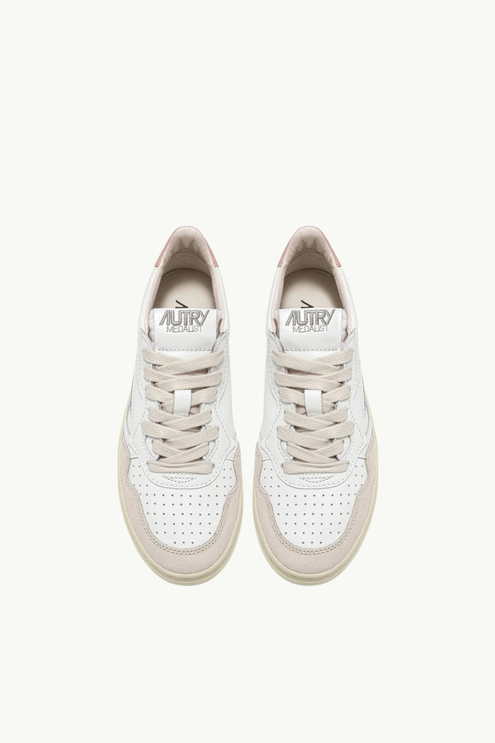  Autry Medalist Low Wom Leat Suede Bianco - 4