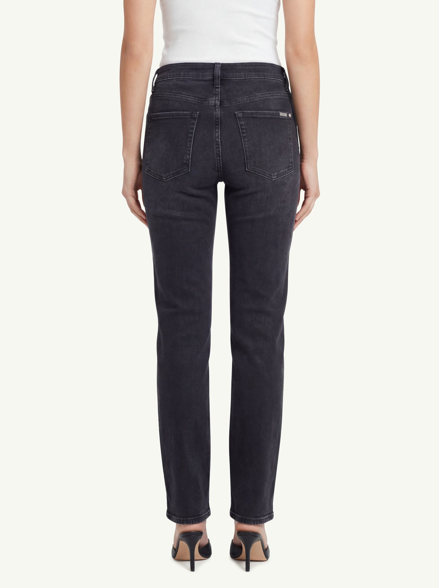  7 For All Mankind Jeans Calie Straight Bottomline Nero - 2