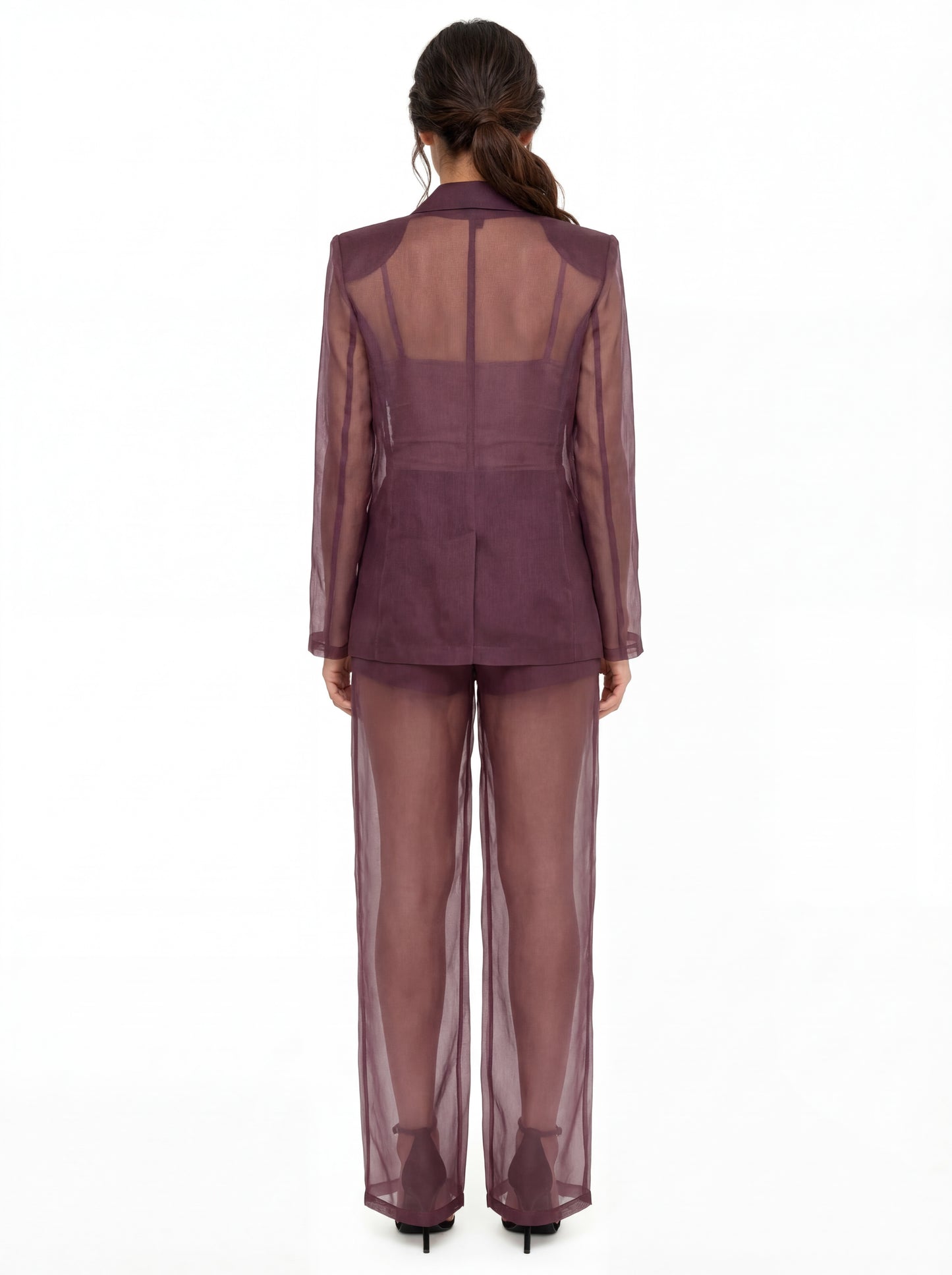  Federica Tosi Giacca In Organza Di Seta Bordeaux - 6