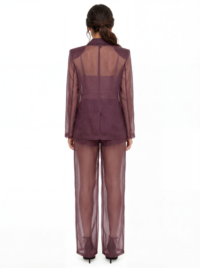  Federica Tosi Giacca In Organza Di Seta Bordeaux - 6