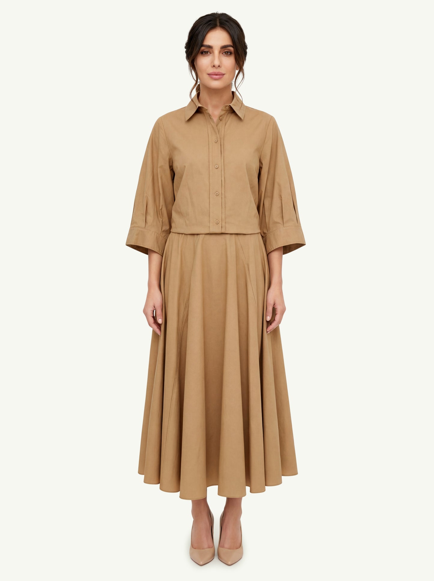  Forte_forte Gonna Pannello Popeline Cotone Beige - 1