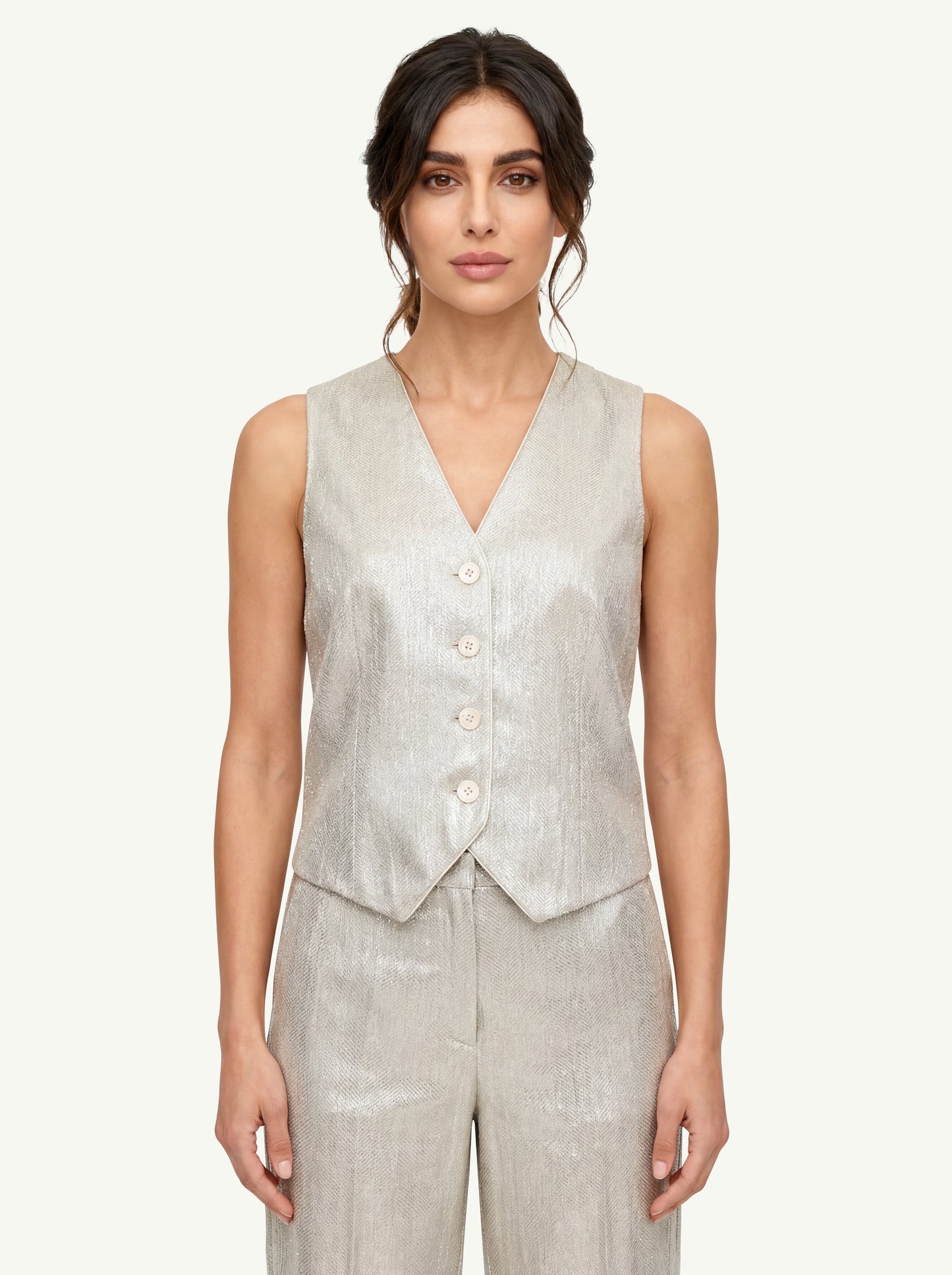  Peserico Gilet Resca Di Lino Beige - 1