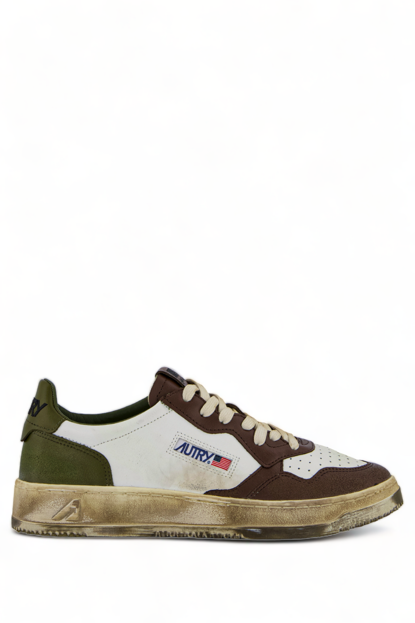  Autry Sneakers Multicolor In Leather/fabric Marrone Uomo - 3