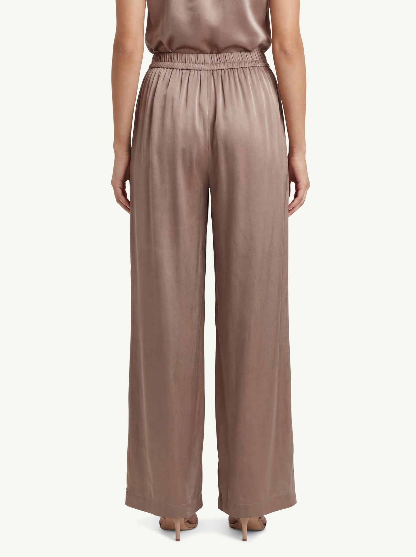  Forte_forte Pantalone Elastico Loose Raso Seta Marrone - 2