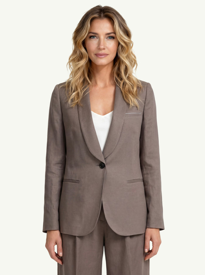 Giacca Twill Fluido Viscosa E Lino  Donna Peserico