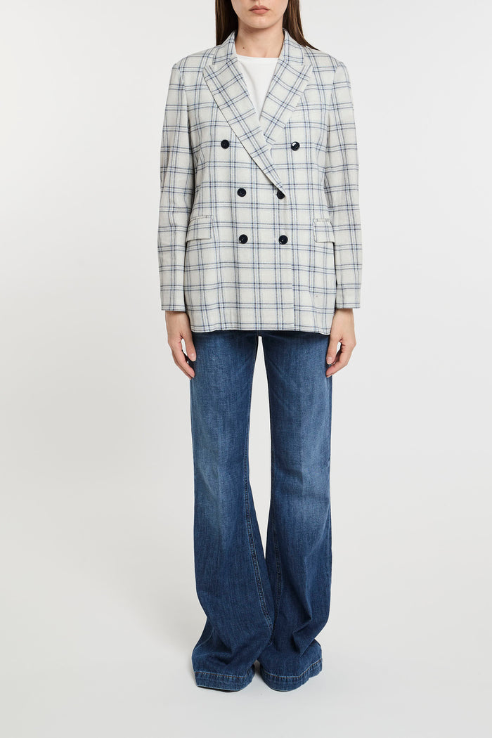 Circolo 1901 Double Breasted Over Check Jacket in Multicolor Cotton Blend