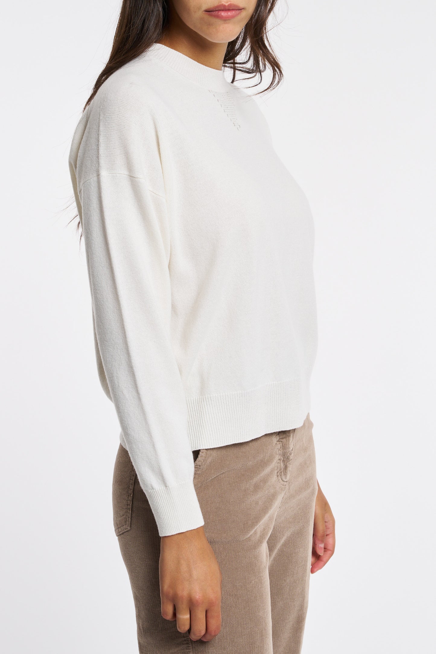  Peserico Maglia Tricot Lana Seta E Cashmere Bianco Bianco Donna - 2