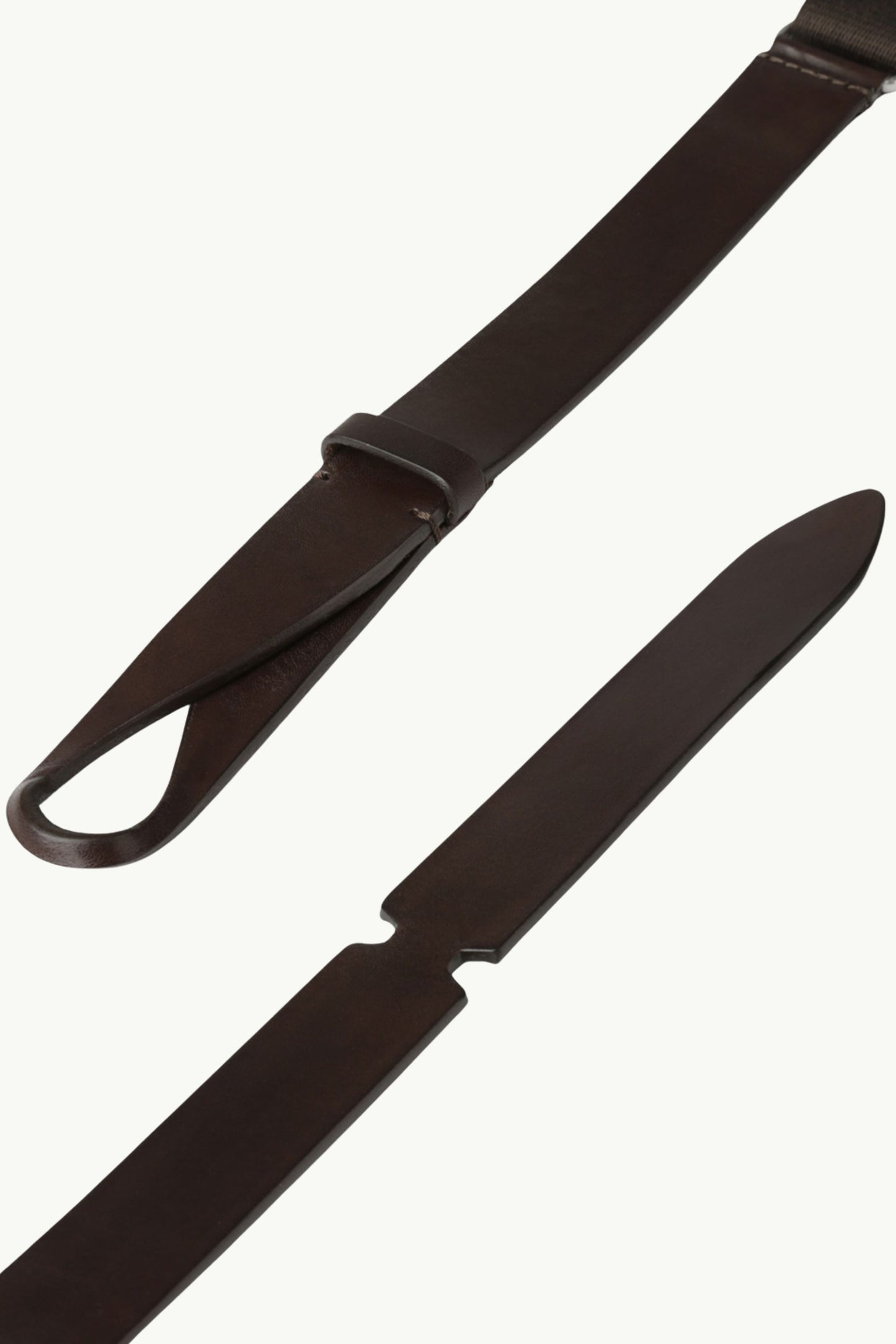  Orciani Cintura Nobuckle Bull Cuoio E Tessuto Marrone - 2