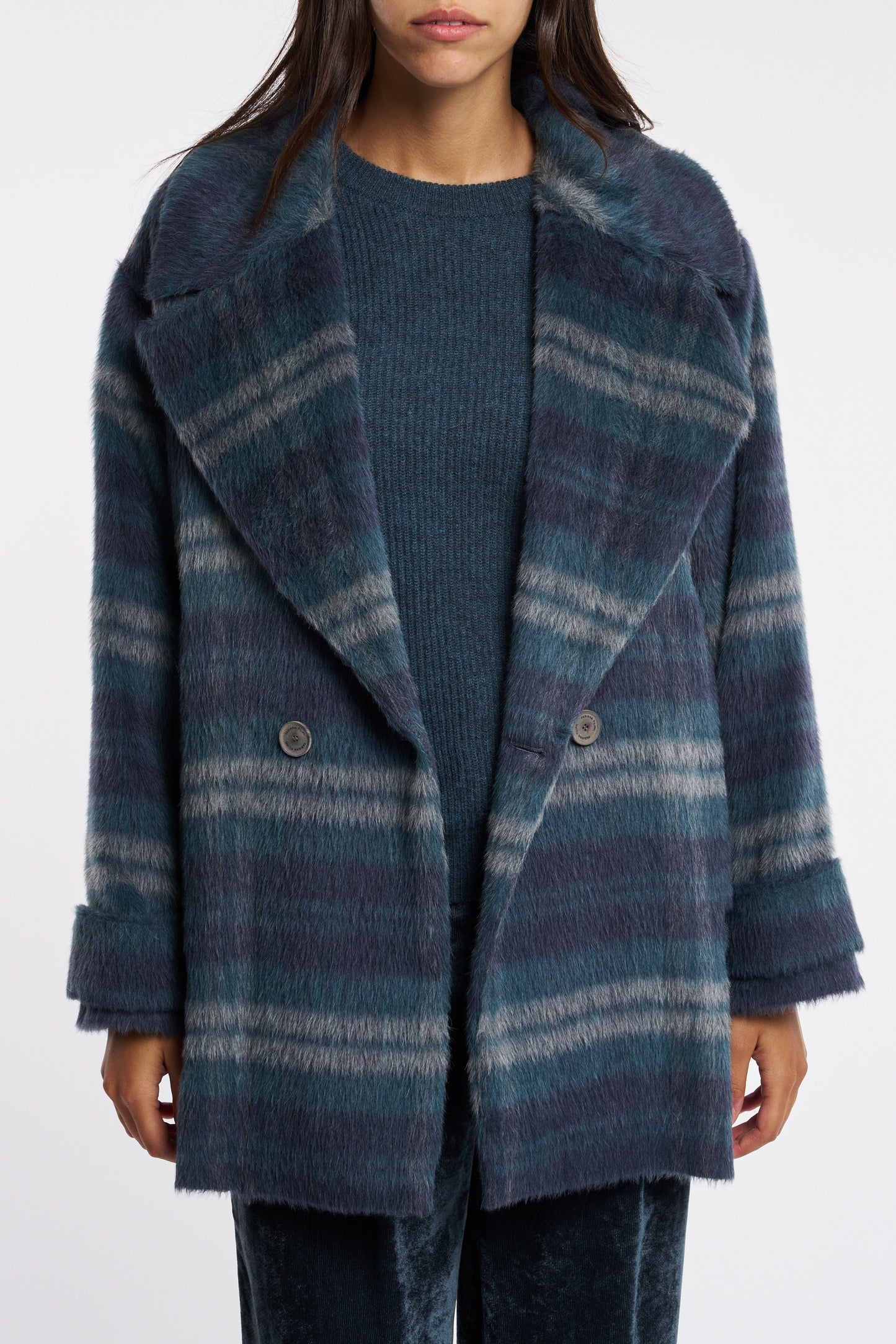  Fabiana Filippi Cappotto Grigio Blu Donna - 3