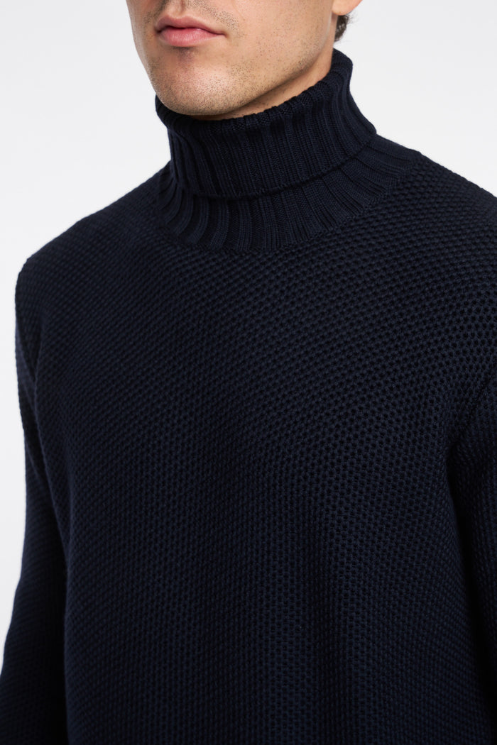  Filippo De Laurentiis Men's Blue Honeycomb Turtleneck Sweater Blu Uomo - 5