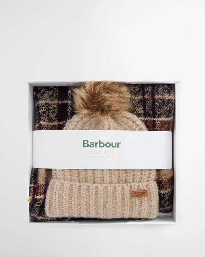 Barbour Saltburn Beanie&tartan Scarf Beige Donna-2