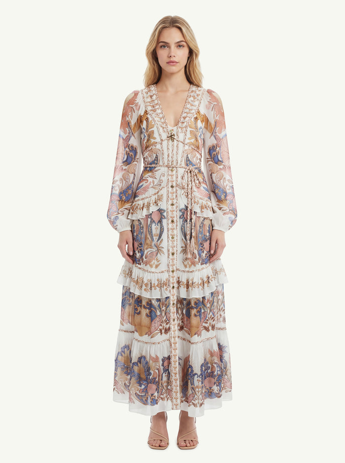  Farm Rio Sea Garden Off Braid Long Dress Multicolore - 3