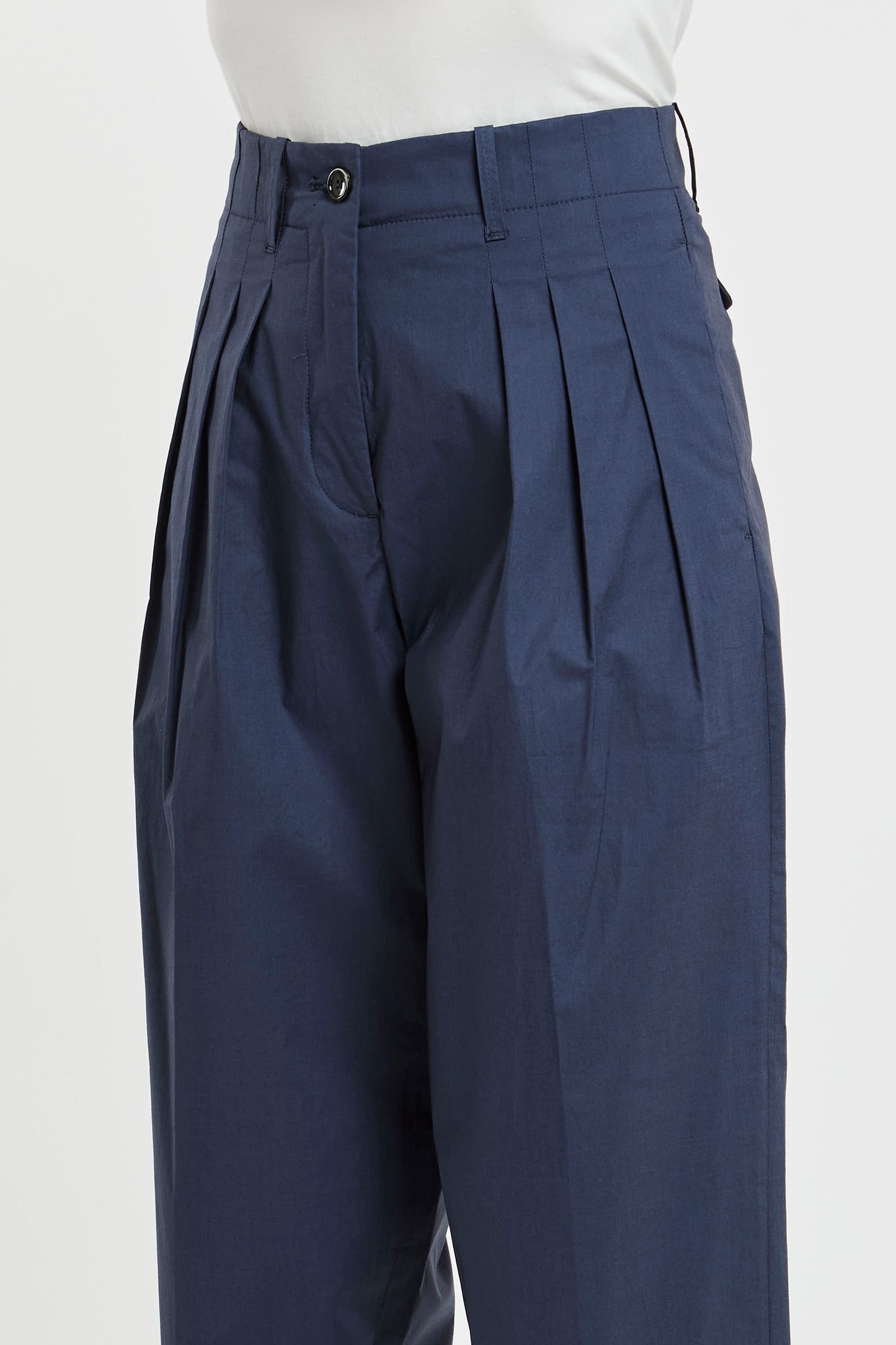  Nine In The Morning Blue Cotton Blend Trousers Blu Donna - 4