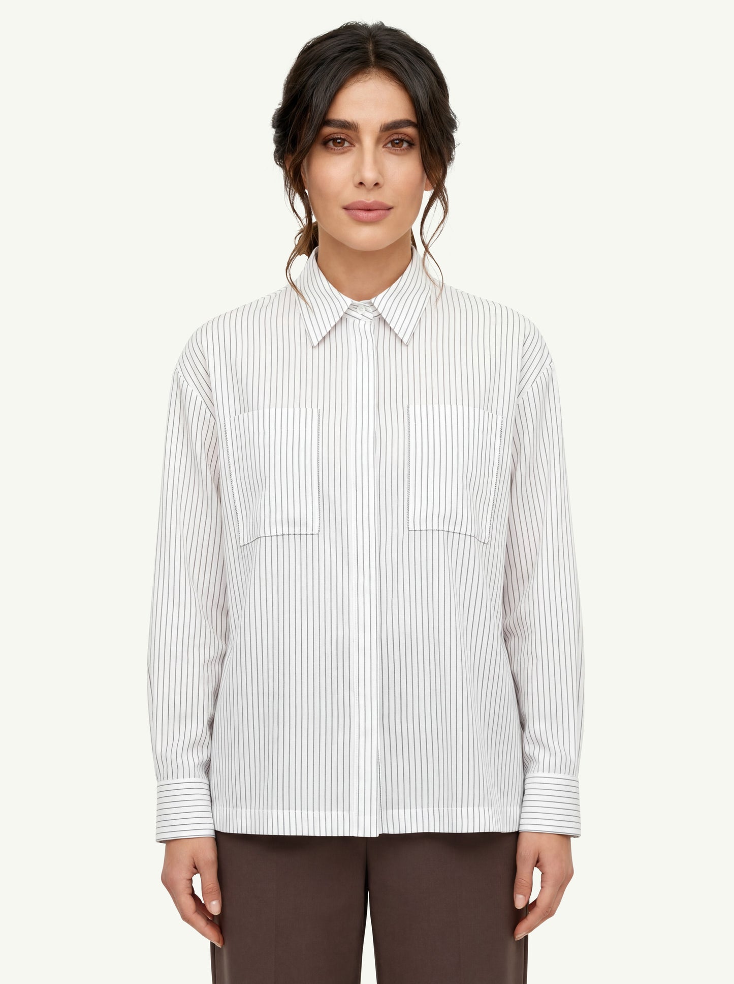  Peserico Camicia Organza In Cotone E Seta A Righe - 3