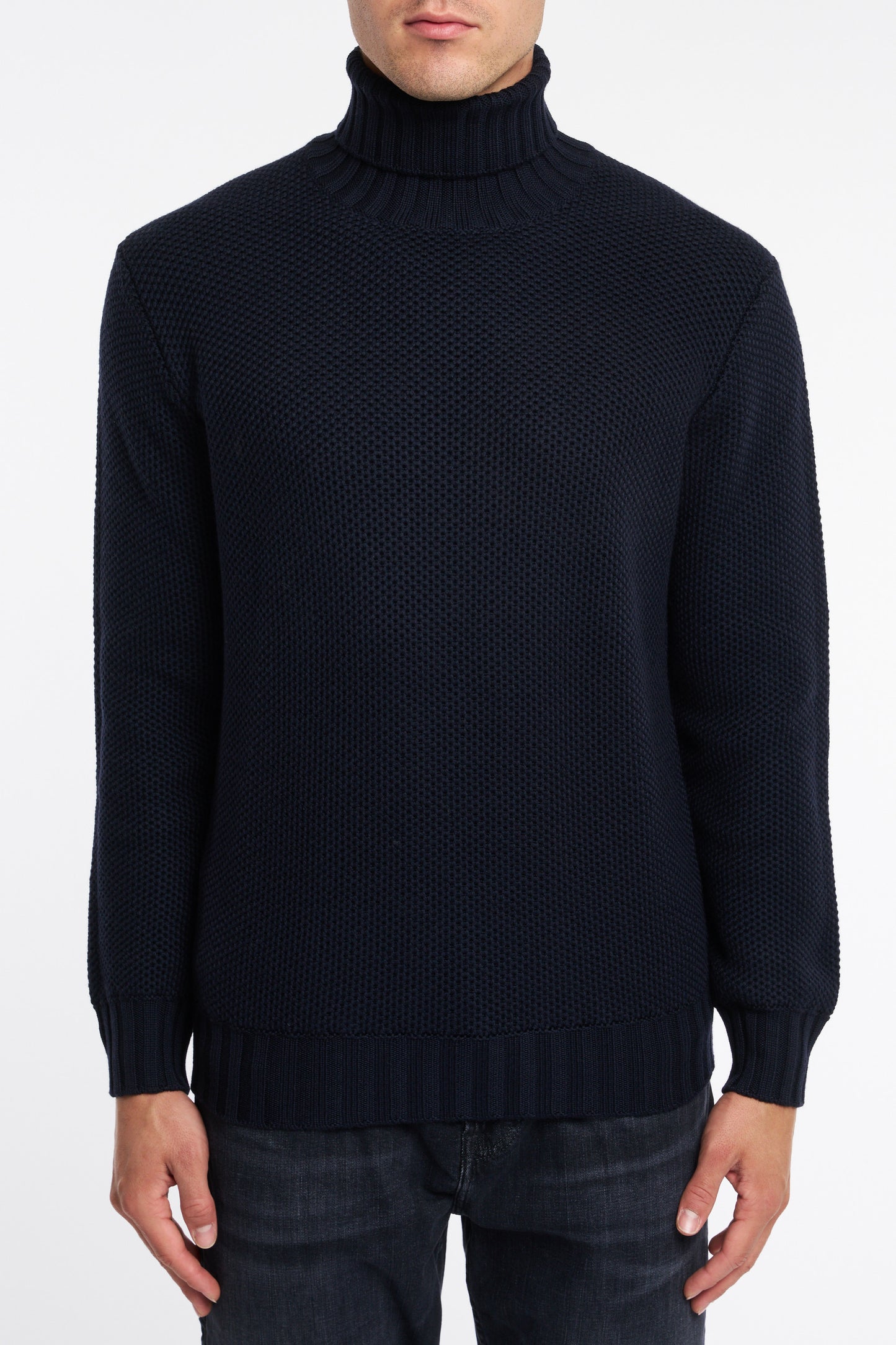  Filippo De Laurentiis Men's Blue Honeycomb Turtleneck Sweater Blu Uomo - 1