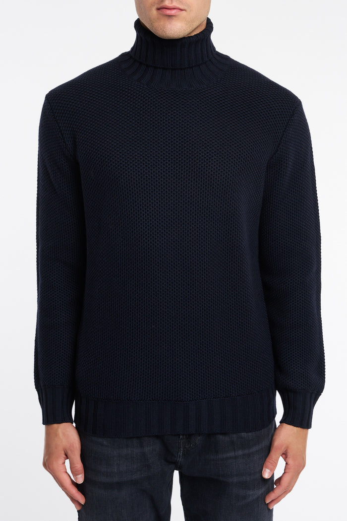 Filippo De Laurentiis Men's Blue Honeycomb Turtleneck Sweater