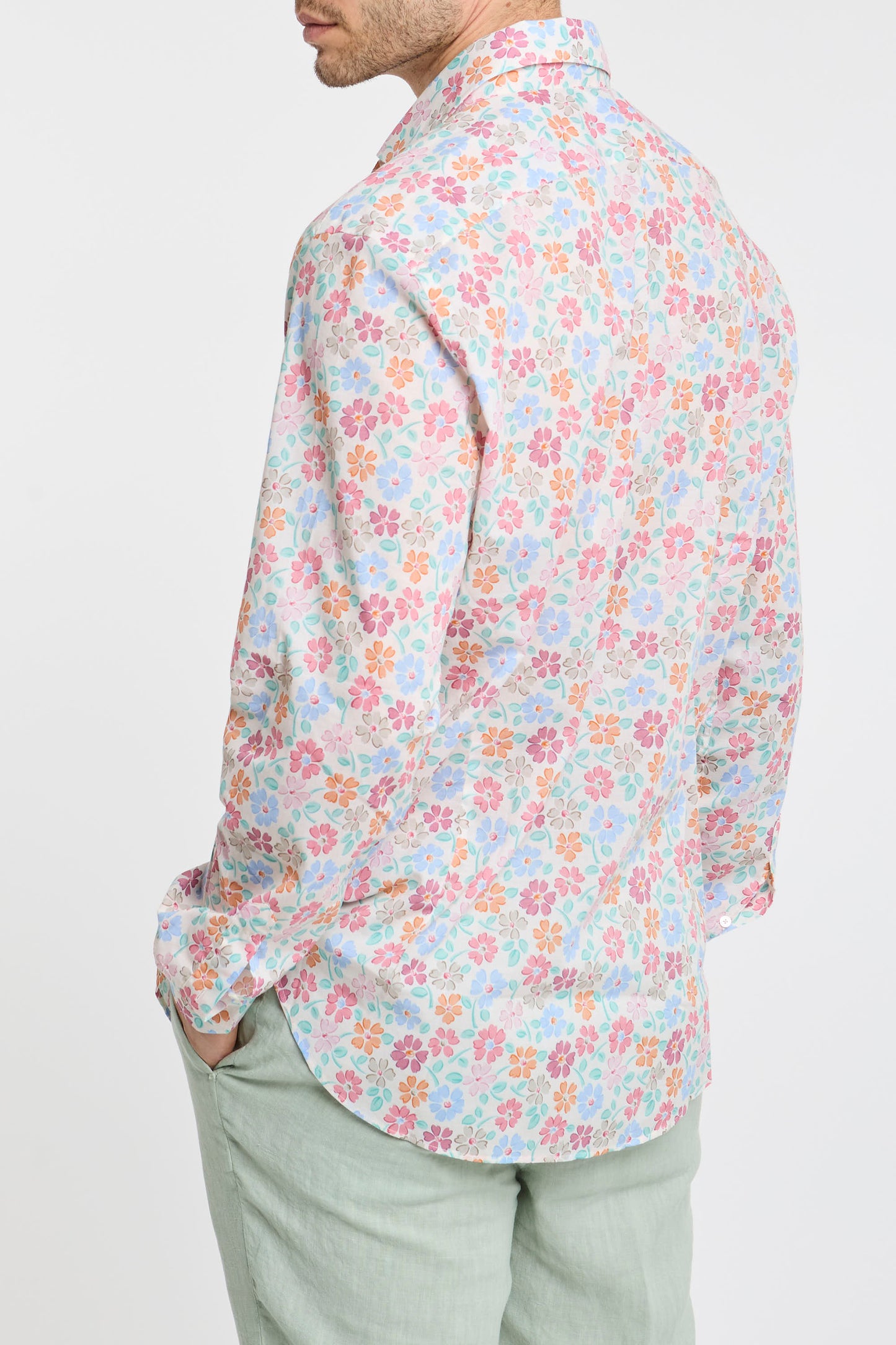  Fedeli Shirt Sean Ml Panamino 95% Co 5% Ea Multicolor Rosa Uomo - 3