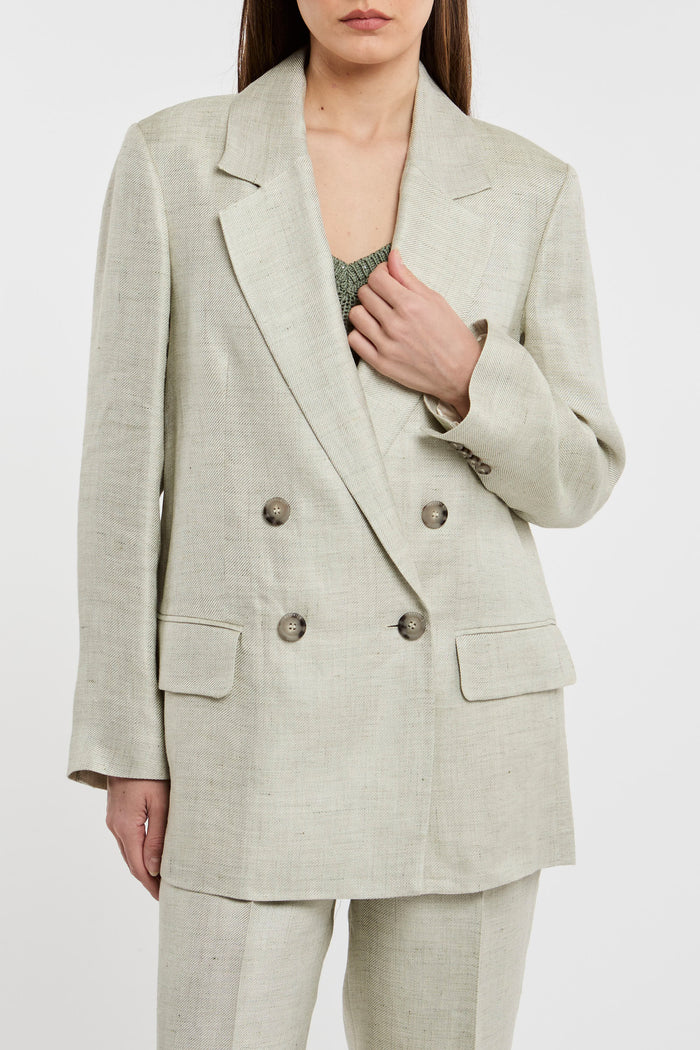  Peserico Double-breasted Linen/viscose Green Jacket Verde Donna - 3