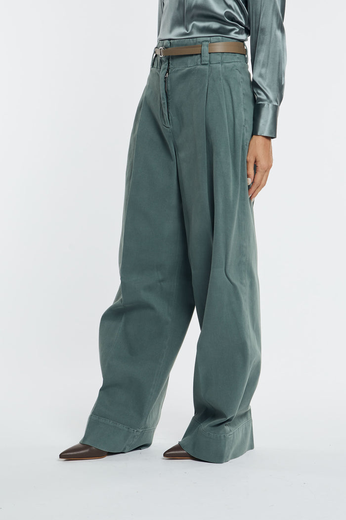  Peserico Pantalone Gabardina Di Cotone Verde Verde Donna - 2