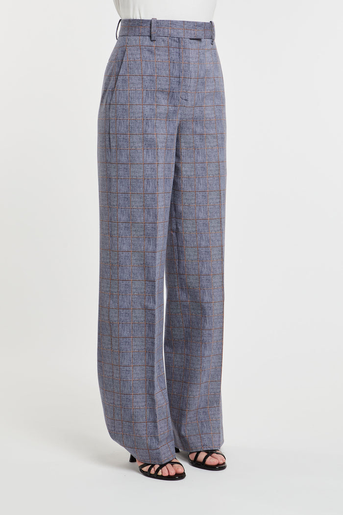 Circolo 1901 Prince of Wales Blue Cotton Blend Trousers-2