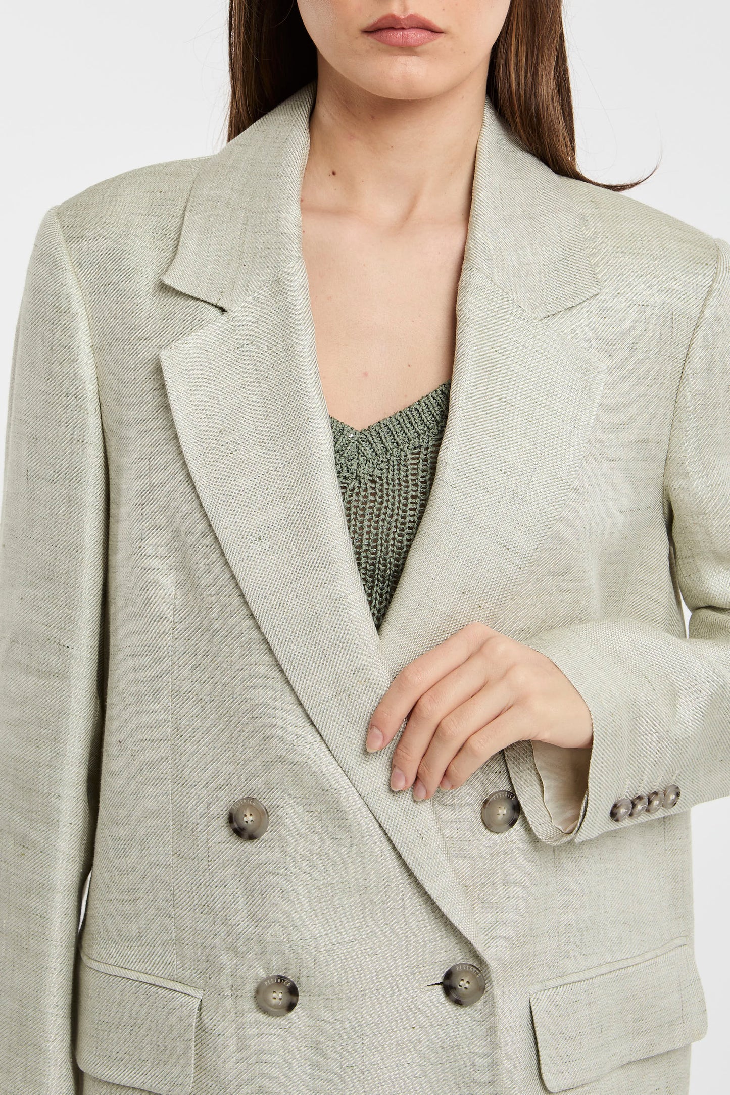  Peserico Double-breasted Linen/viscose Green Jacket Verde Donna - 8