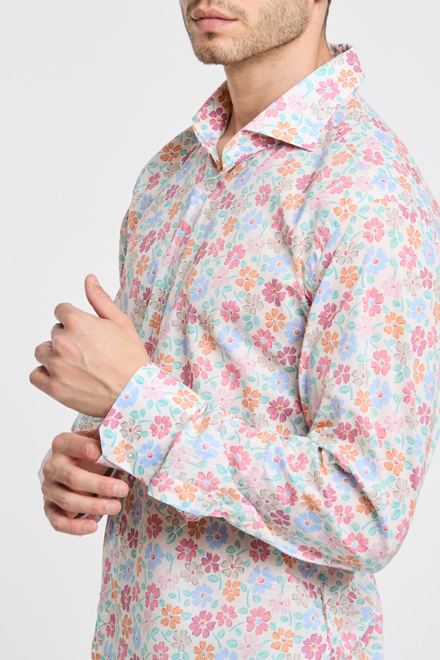  Fedeli Shirt Sean Ml Panamino 95% Co 5% Ea Multicolor Rosa Uomo - 4