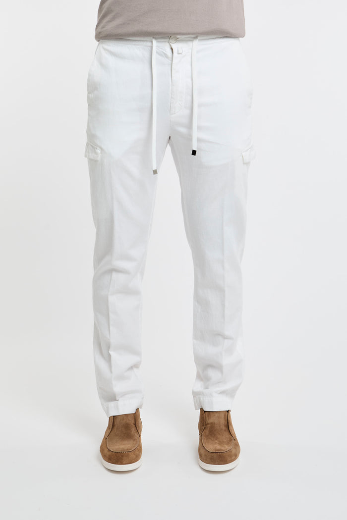  Jacob Cohen Pantalone Chino In Cotone/lino/lycra Blu Bianco Uomo - 1