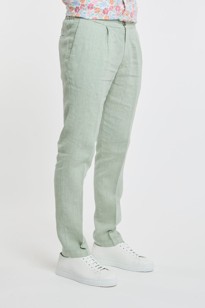  Devore Linen Trousers Green Verde Uomo - 3