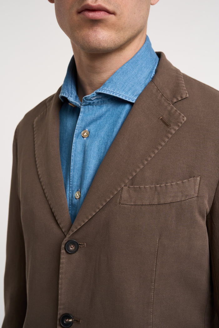  Santaniello Grey Suit In Cotton/linen Marrone Uomo - 8