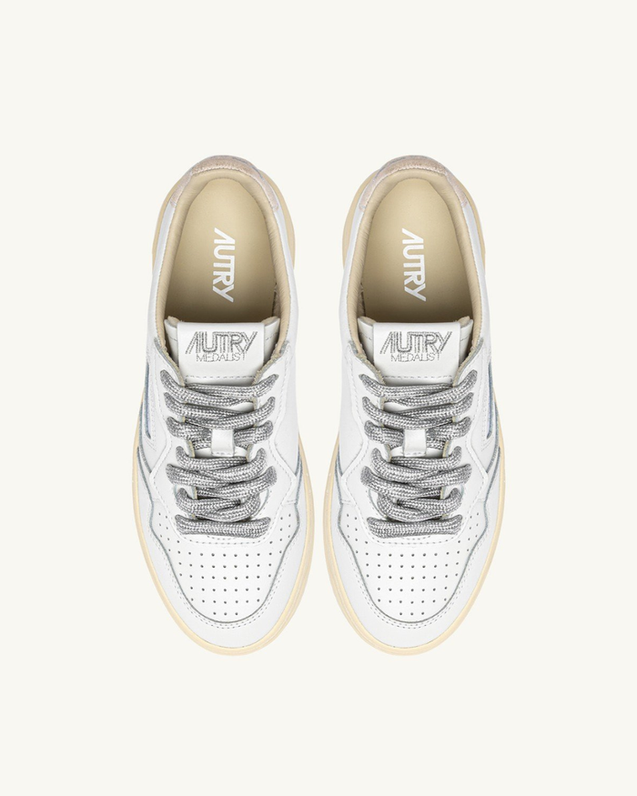  Autry Medalist Low Wom Leat Swoll Bianco Aulw Sw02 Bianco Donna - 4