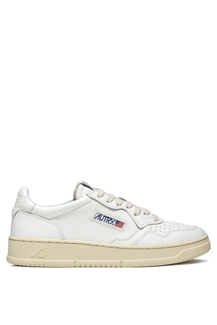 Autry Medalist Low Wom Leat Leat Bianco Donna
