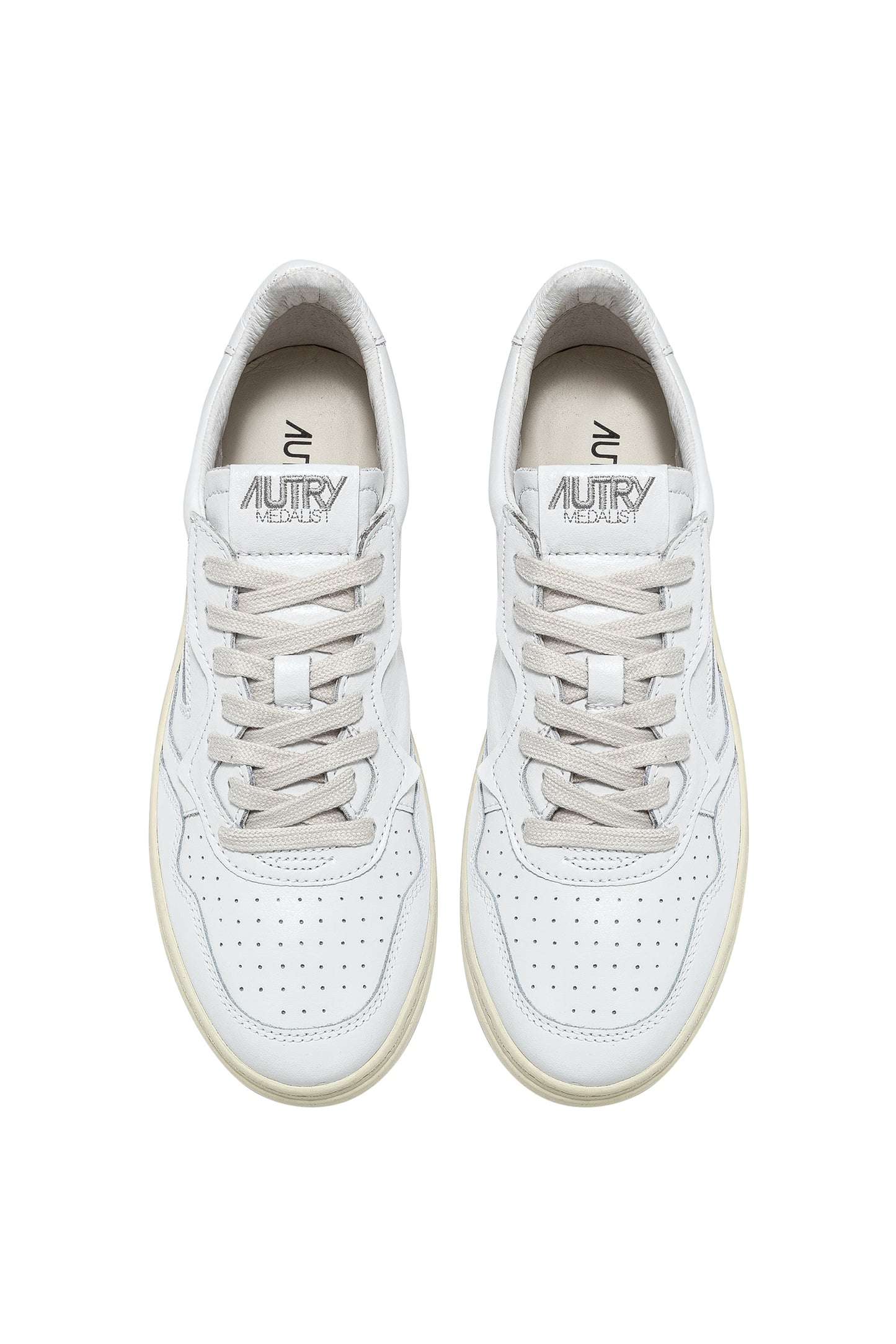  Autry Medalist Low Wom Leat Leat Bianco Bianco Donna - 3