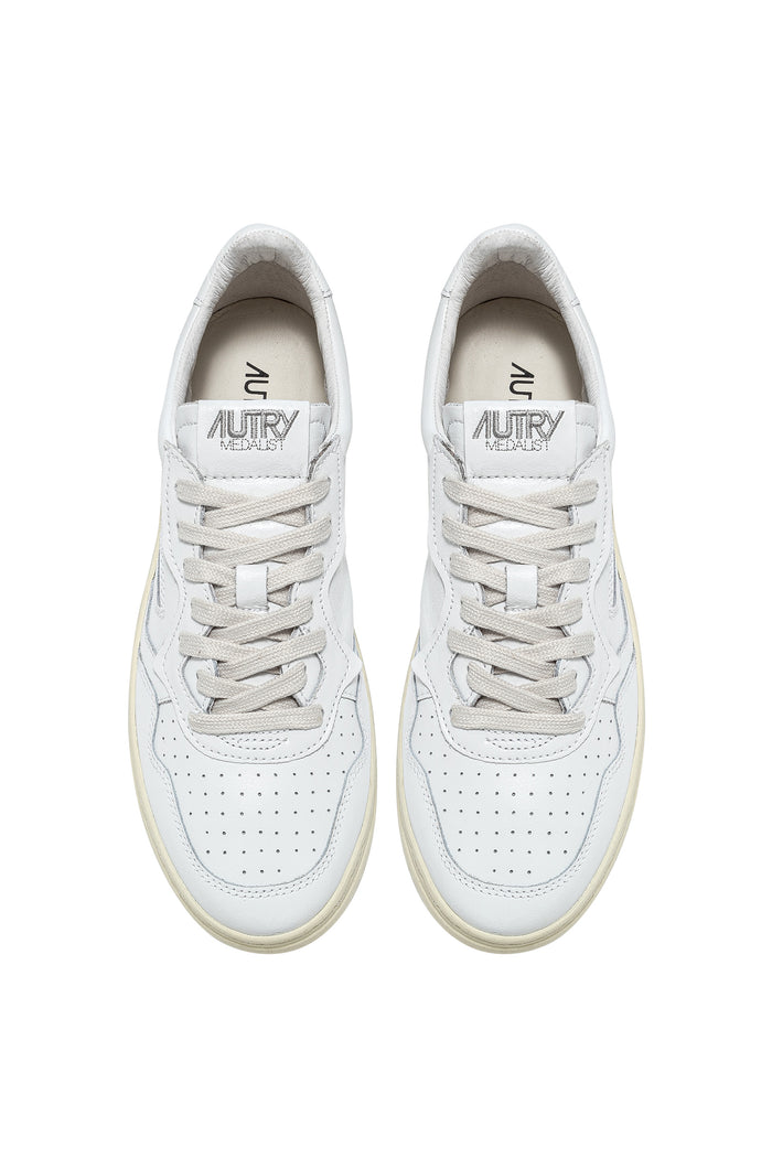  Autry Medalist Low Wom Leat Leat Bianco Bianco Donna - 3