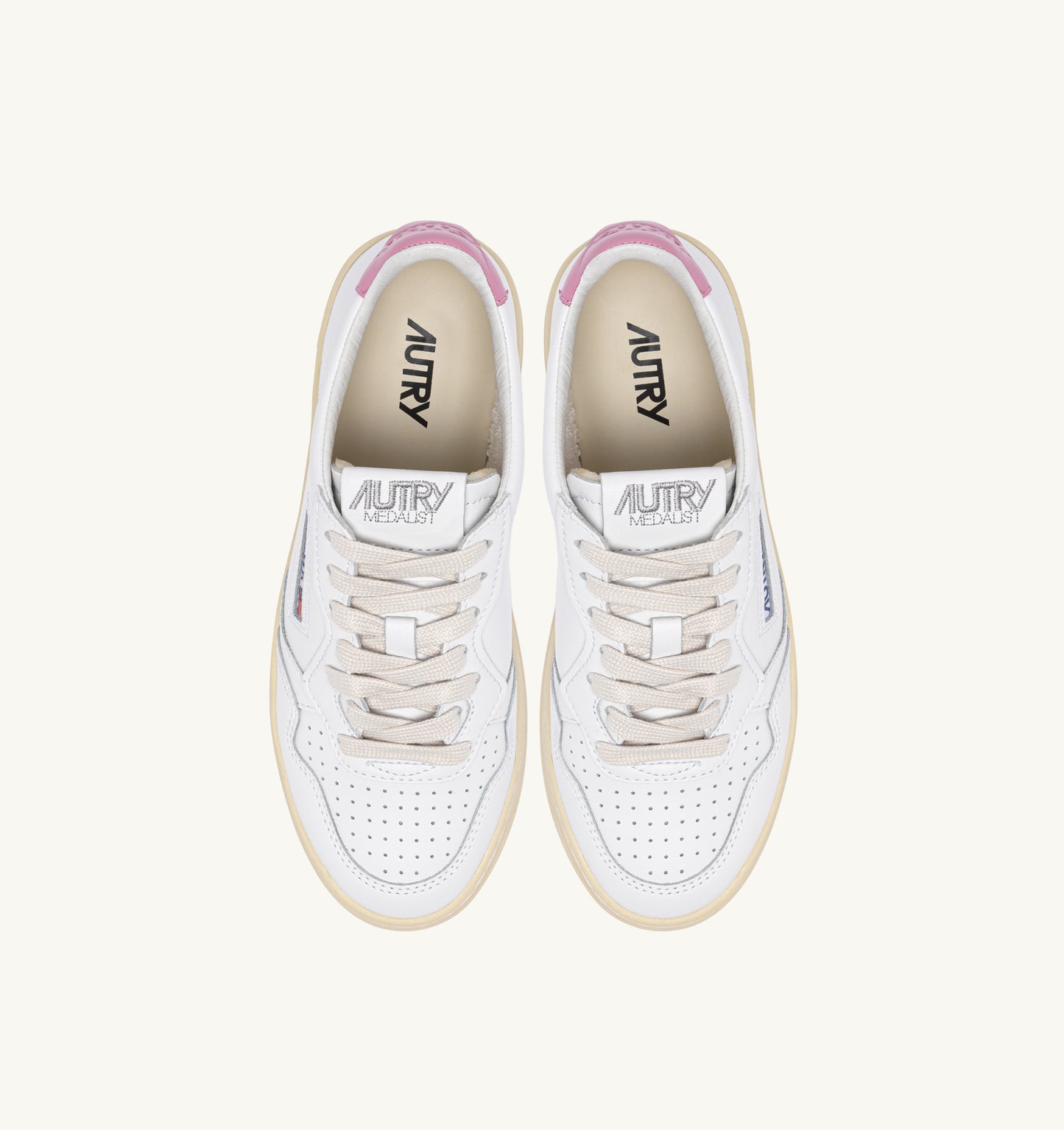  Autry Medalist Low Wom Leat Leat Bianco Bianco Donna - 4