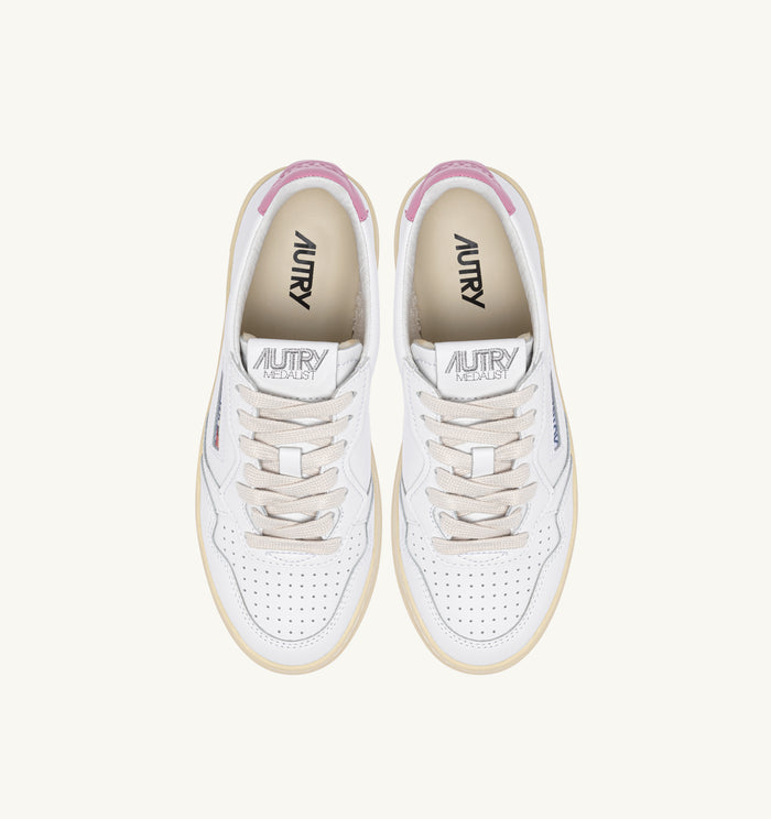  Autry Medalist Low Wom Leat Leat Bianco Bianco Donna - 4