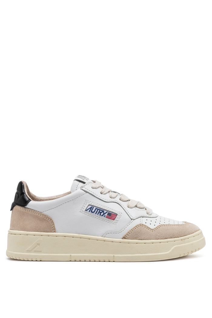 Autry Medalist Low Wom Leat Suede Bianco Donna