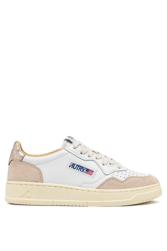 Autry Medalist Low Wom Leat Suede Bianco Donna
