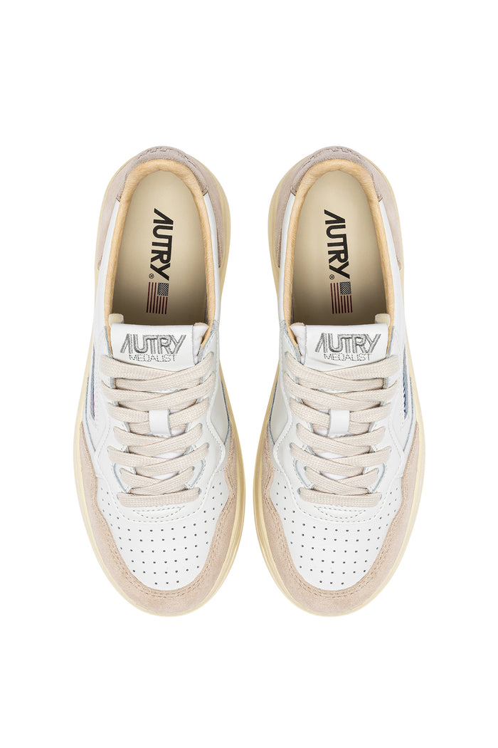  Autry Medalist Low Wom Leat Suede Bianco Bianco Donna - 4