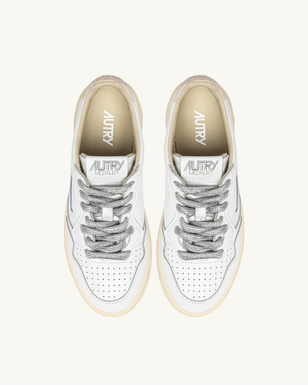  Autry Medalist Low Wom Leat Swoll Bianco Aulw Sw02 Bianco Donna - 4