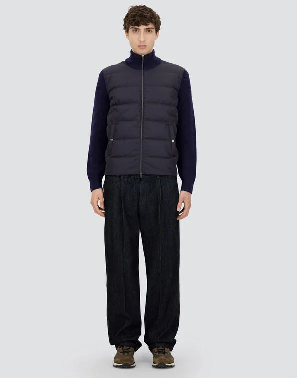 Herno Cardigan In Maglia E Nylon Imbottito Uomo