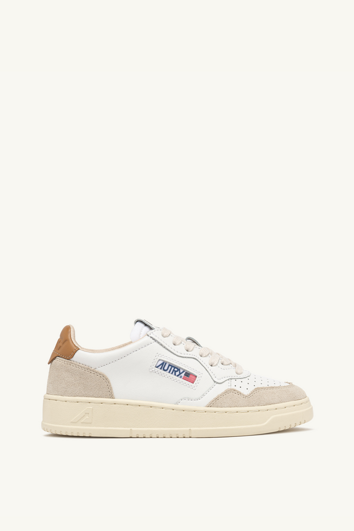 Autry Medalist Low Wom Leat Suede Bianco Donna