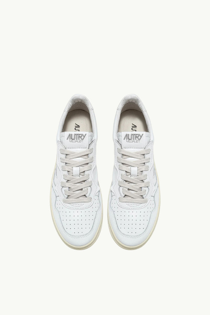  Autry Medalist Low Wom Leat Leat Bianco - 4